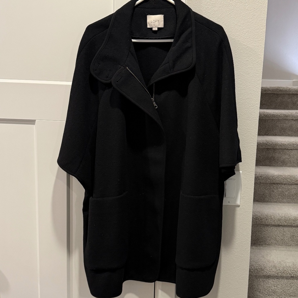 LOFT Black Cape Coat